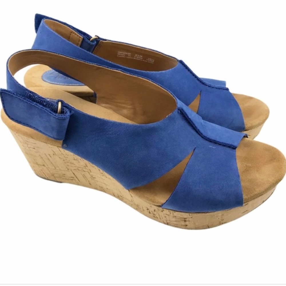 Clarks Artesian Caslynn Shaw Suede Wedge Sandal 9.5 M